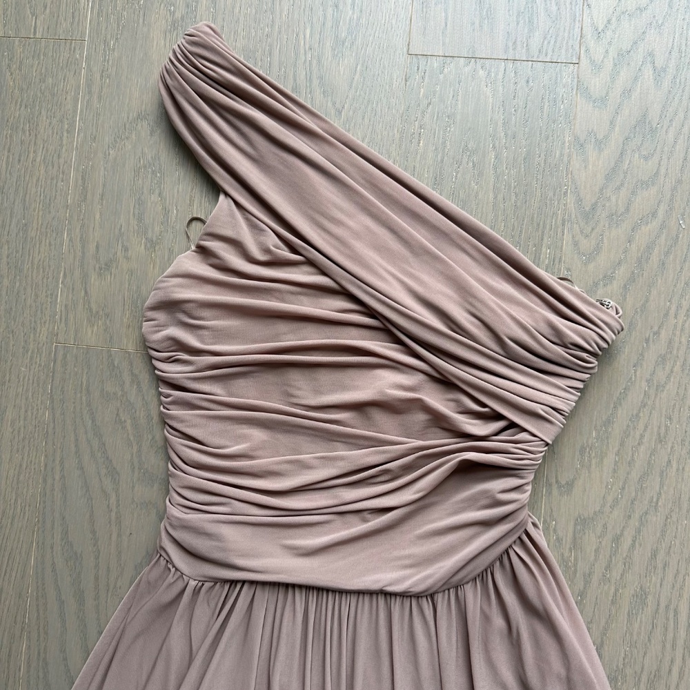 Ronny Kobo Collection One-Shoulder Maxi Dress in Taupe - Picture 7 of 14